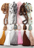 Boho Necklace, RH Rose Quart Amazonite, Oval Tassel Pink Natural Stone
